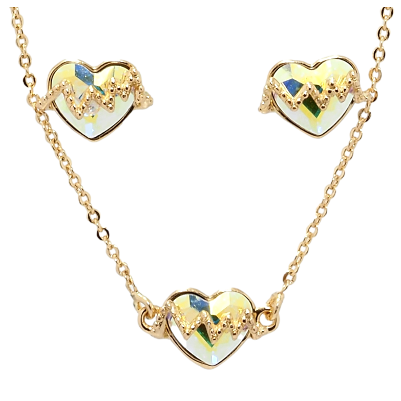 Набір Xuping колір 18K з кр-ми Swarovski Сережки Кулон на ланцюжку Серця АВ довжина 40-45,5см х 1мм фото №3