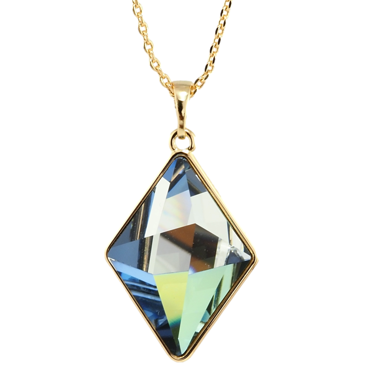 Кулон Xuping колір 18K з кр-ми Swarovski на ланцюжку Кристал Royal Blue, 19х25мм довжина 39-45см х 1мм фото №4