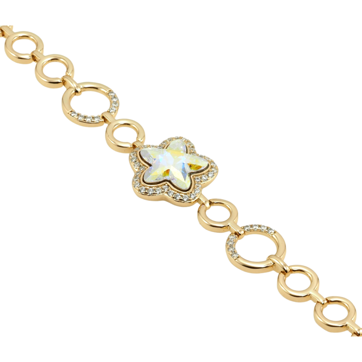 Браслет Xuping цвет 18K с кр-ми Swarovski Цветок кристалл АВ доп. замок на два размера 17.5,19.5см х фото №4