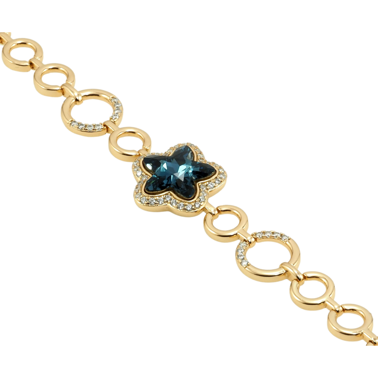 Браслет Xuping цвет 18K с кр-ми Swarovski Цветок Montana доп. замок на два размера 17.5,19.5см х 8-12мм фото №7