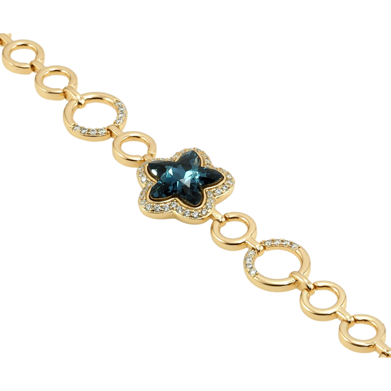 Браслет Xuping цвет 18K с кр-ми Swarovski Цветок Montana доп. замок на два размера 17.5,19.5см х 8-12мм фото №1