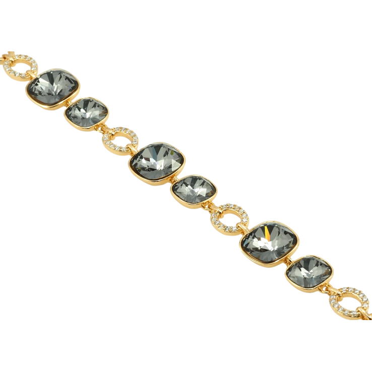 Браслет Xuping цвет 18K с кр-ми Swarovski Кристаллы Graphite доп.замок на два размера 16,18см х 7мм фото №4