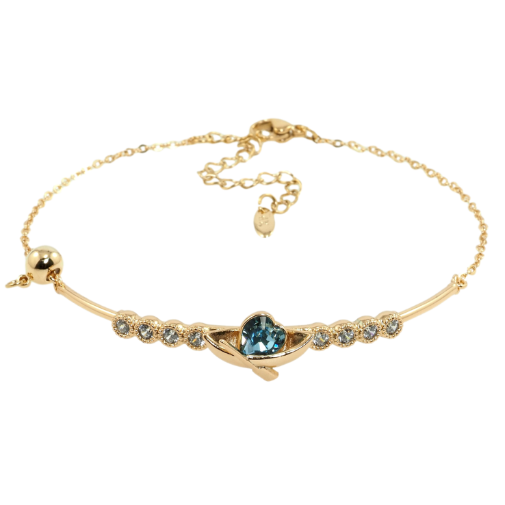 Браслет Xuping цвет 18K с кр-ми Swarovski Лодка с кристаллом Montana с доп.цепочкой 19.5-25см х 1мм фото №21