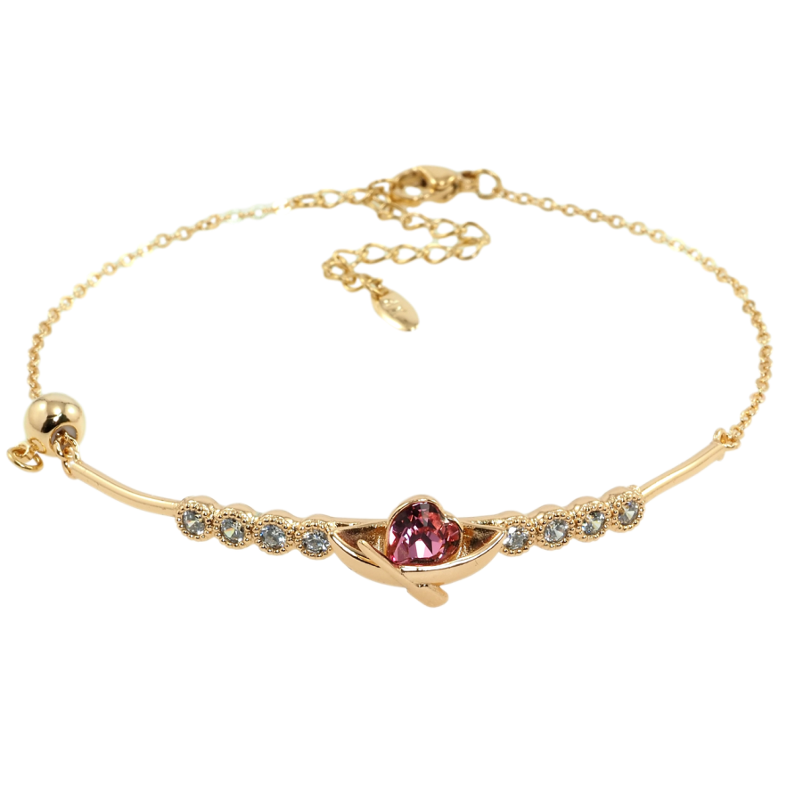 Браслет Xuping цвет 18K с кр-ми Swarovski Лодка с кристаллом Rose с доп.цепочкой 19.5-25см х 1мм фото №1