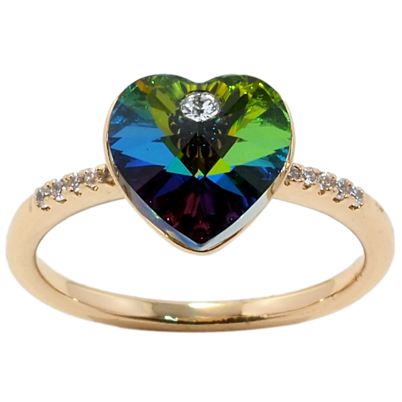 Каблучка Xuping колір 18K з кр-ми Swarovski Кристальне серце Vitrail Medium фото №4 Каблучка Xuping колір 18K з кр-ми Swarovski Кристальне серце Vitrail Medium фото №4