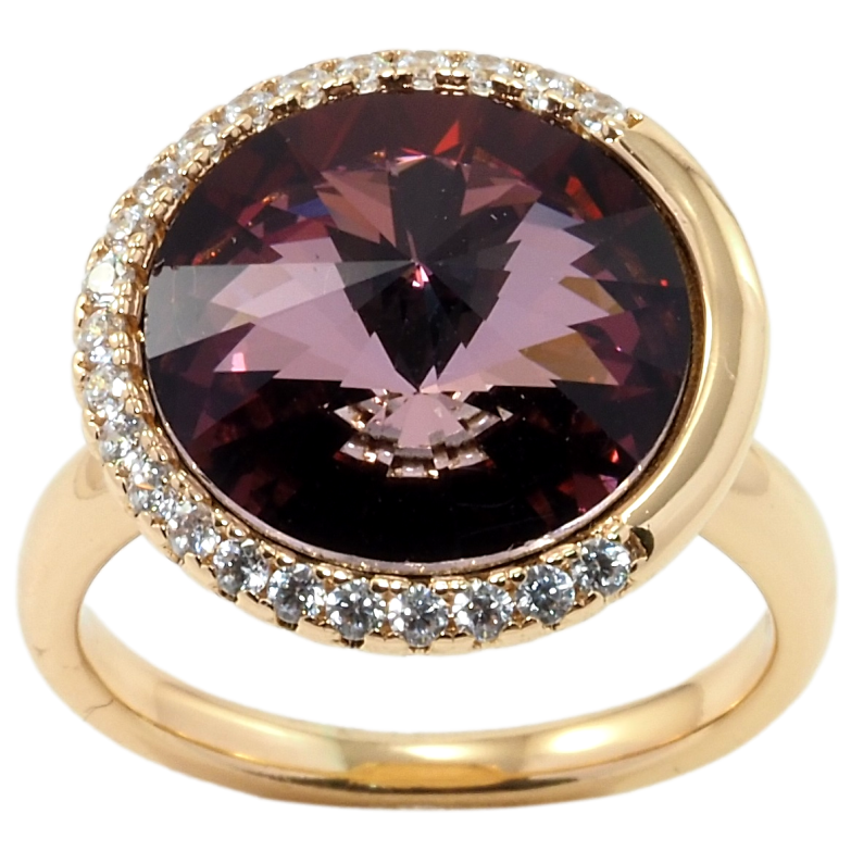 Каблучка Xuping колір 18K з кр-ми Swarovski Кристал Amethyst ø 17мм фото №2 Каблучка Xuping колір 18K з кр-ми Swarovski Кристал Amethyst ø 17мм фото №2