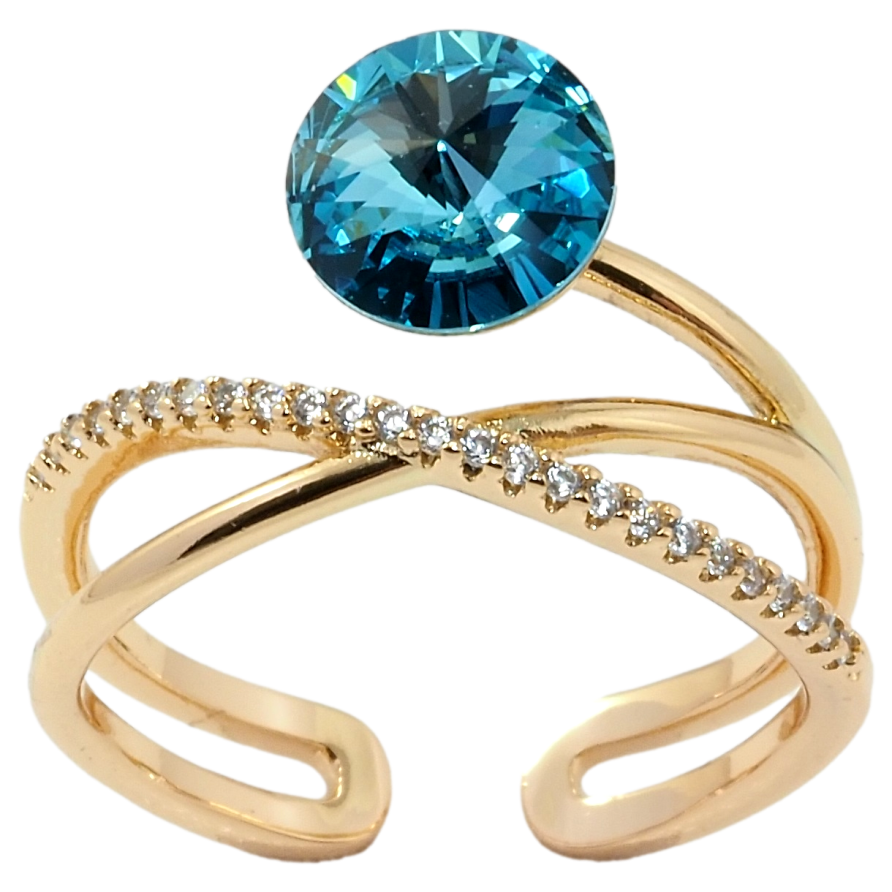 Каблучка Xuping колір 18K з кр-ми Swarovski Кристал Blue Zircon фото №1 Каблучка Xuping колір 18K з кр-ми Swarovski Кристал Blue Zircon фото №1