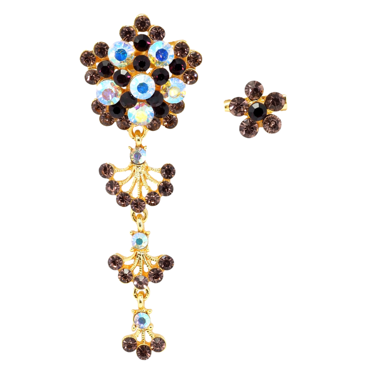 Брошь Две цветочные броши с бордовыми стразами фото №16