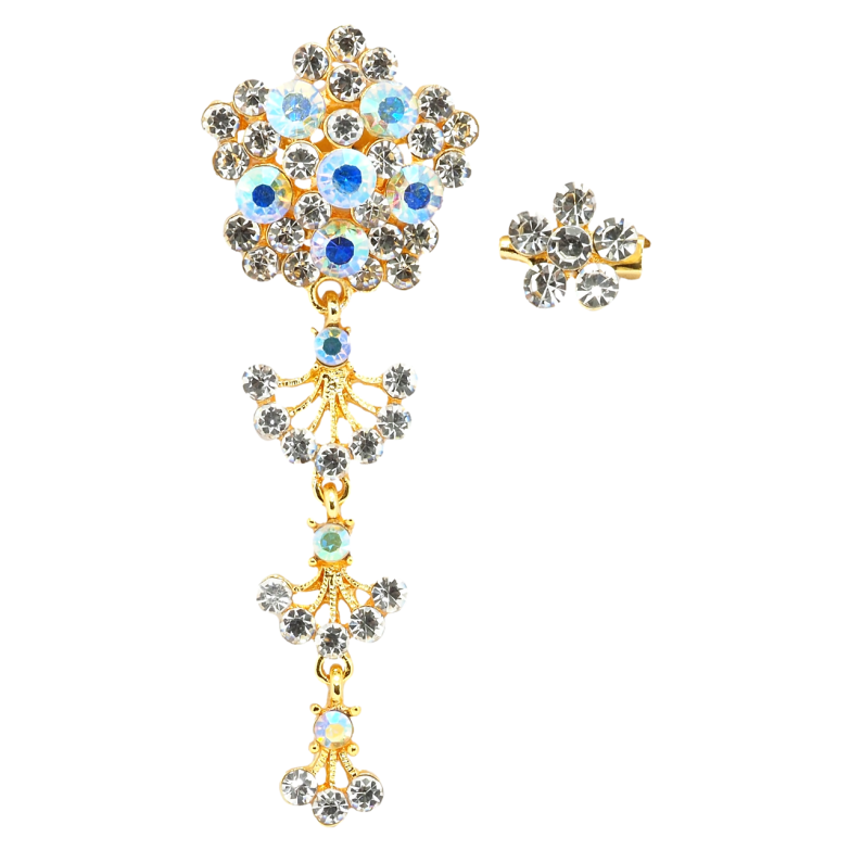 Брошка Дві квіткові брошки зі стразами фото №1