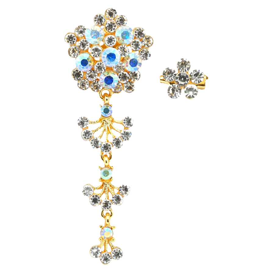 Брошка Дві квіткові брошки зі стразами фото №1