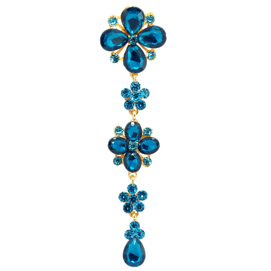 Брошь Цветочная подвеска с бирюзовыми стразами фото №1