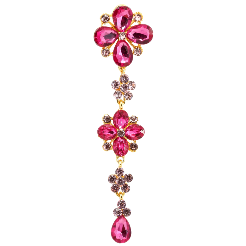 Брошка Квіткова підвіска з рожевими стразами фото №1