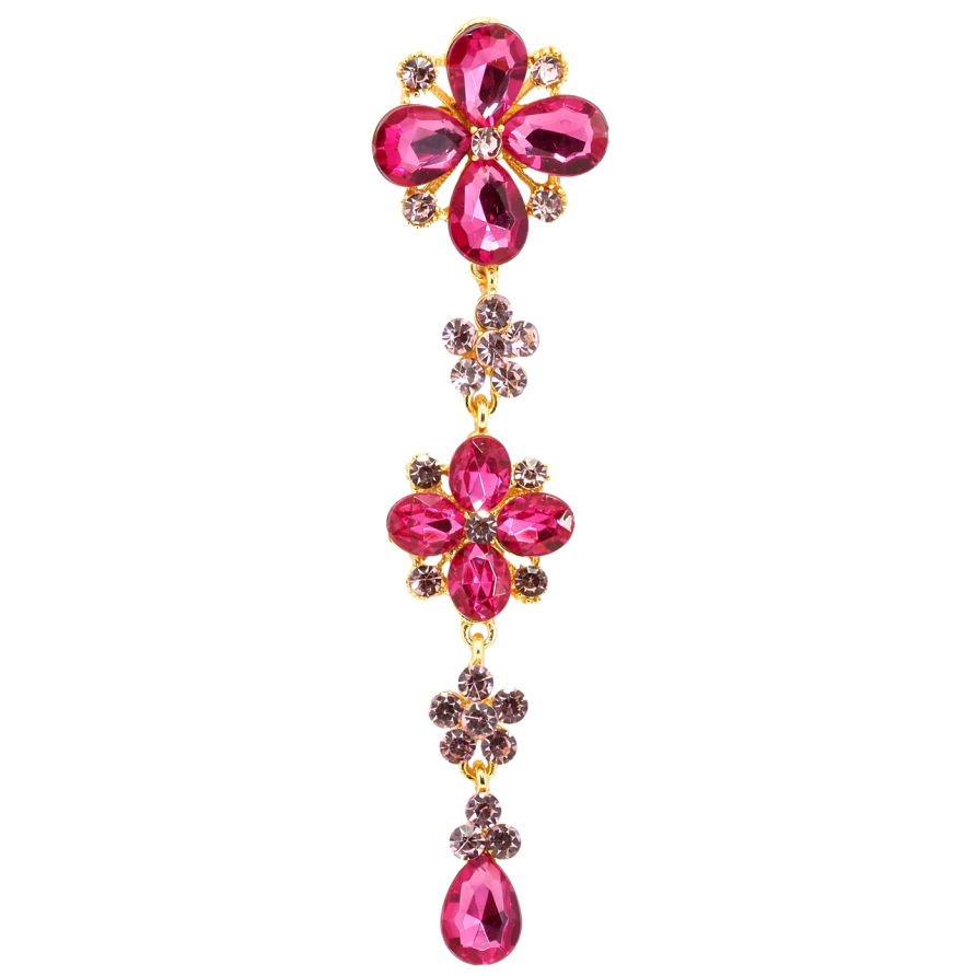 Брошка Квіткова підвіска з рожевими стразами фото №1