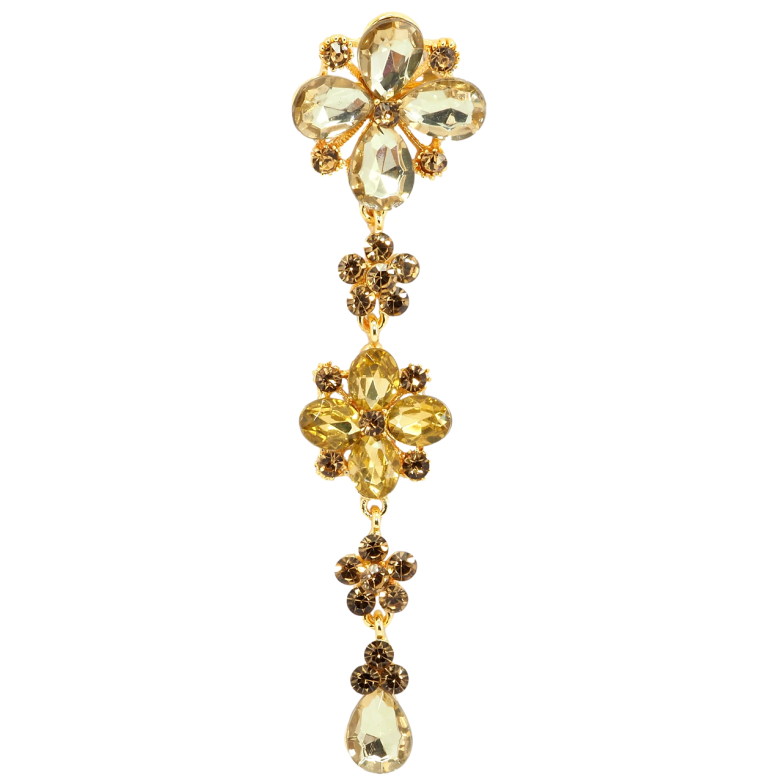 Брошка Квіткова підвіска із золотистими стразами фото №1