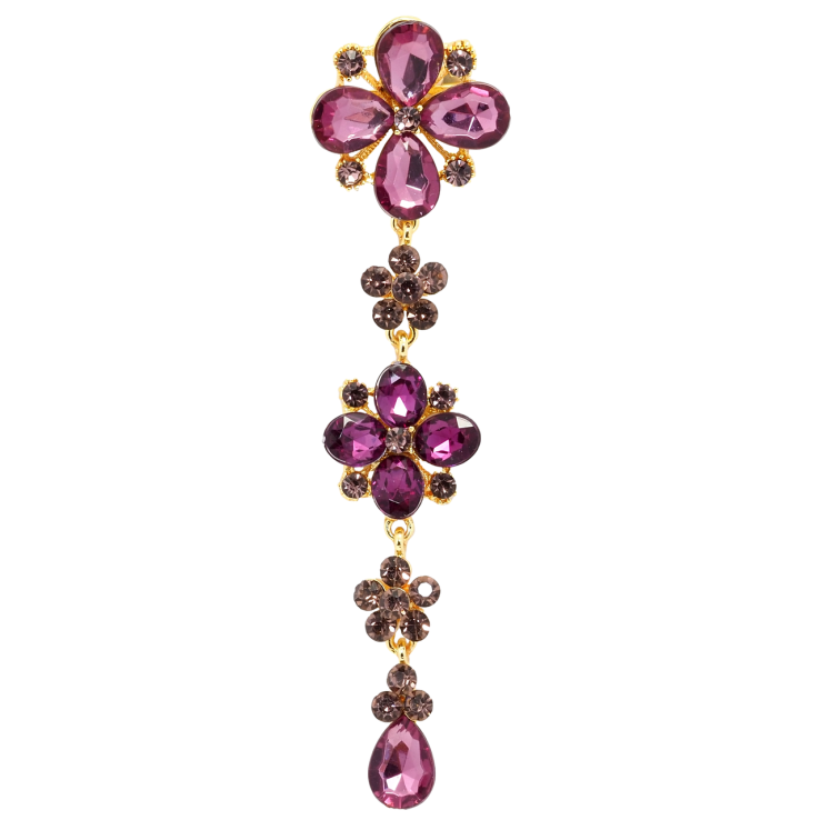 Брошка Квіткова підвіска з бордовими стразами фото №25