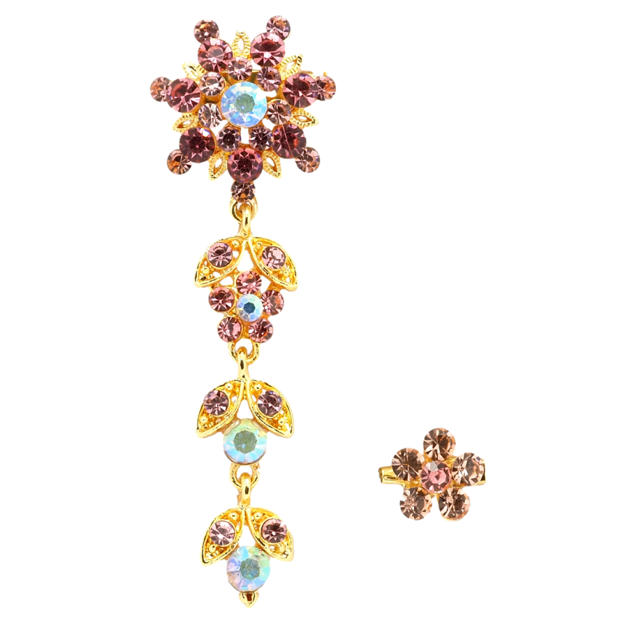 Брошь Две цветочные броши с розовыми стразами фото №1