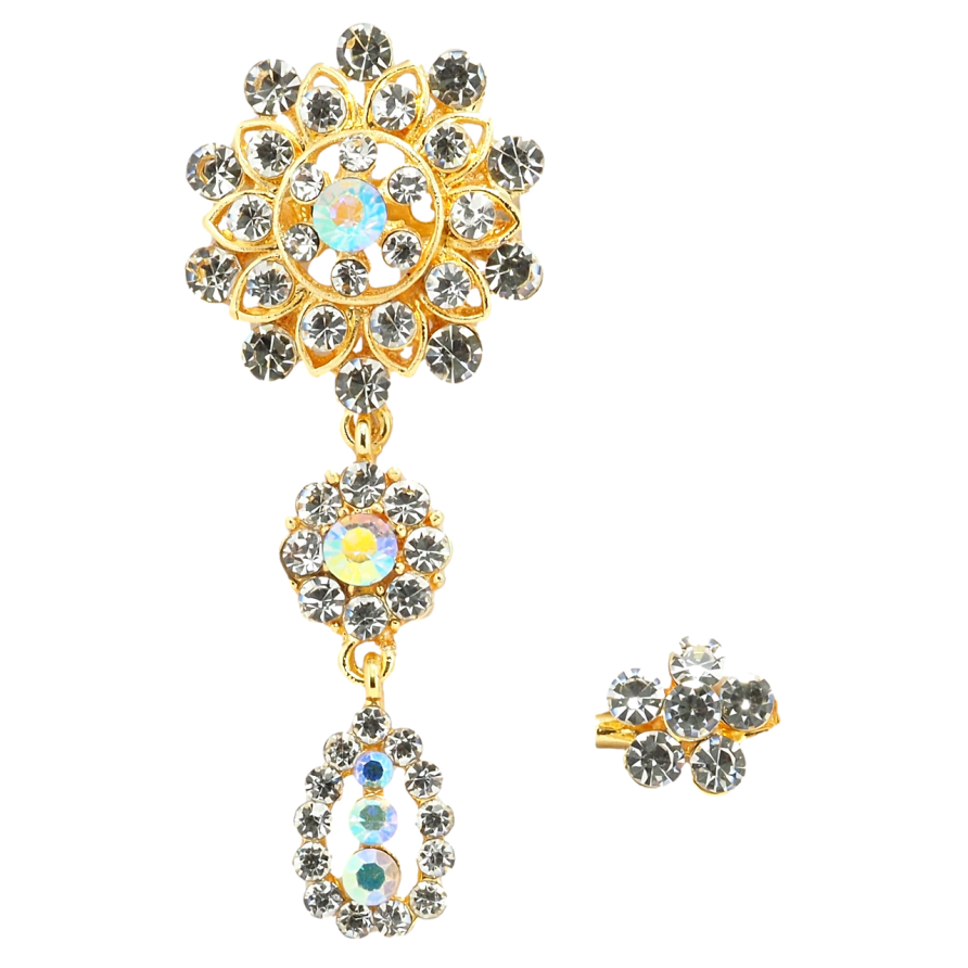 Брошка Дві квіткові брошки зі стразами фото №1