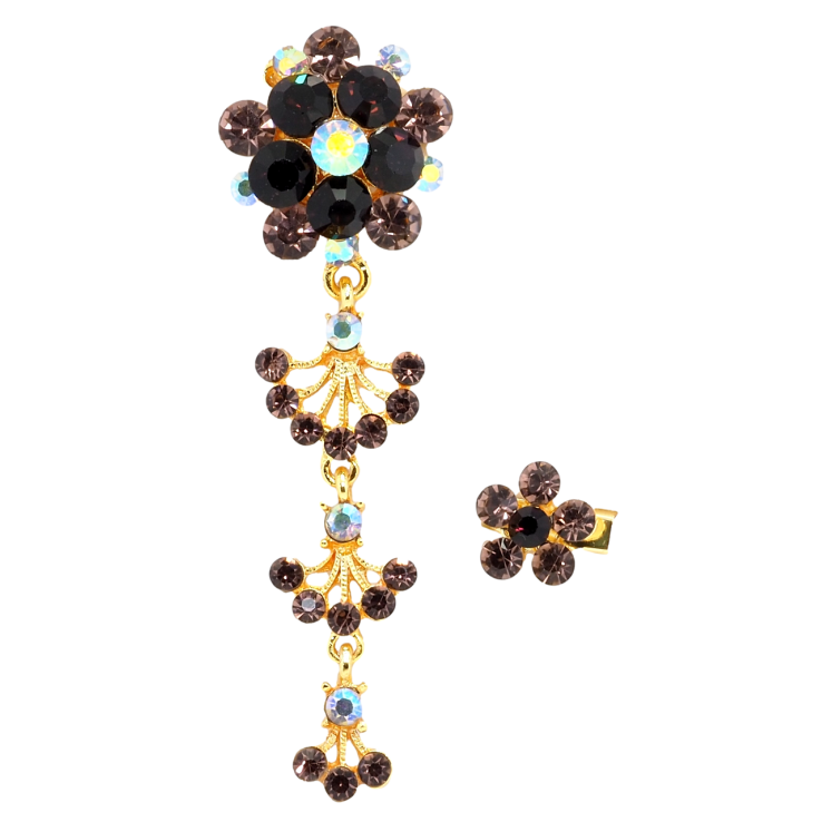 Брошь Две цветочные броши с бордовыми стразами фото №18