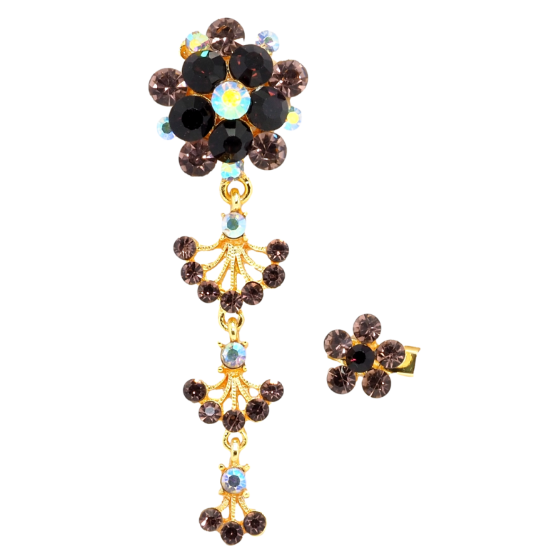 Брошь Две цветочные броши с бордовыми стразами фото №1