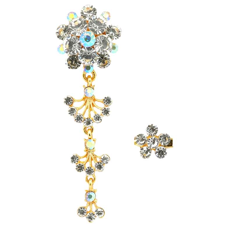 Брошка Дві квіткові брошки зі стразами фото №4