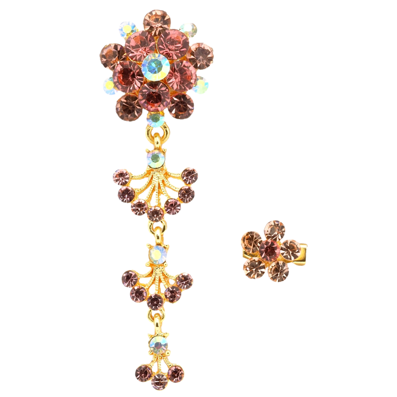 Брошь Две цветочные броши с розовыми стразами фото №1