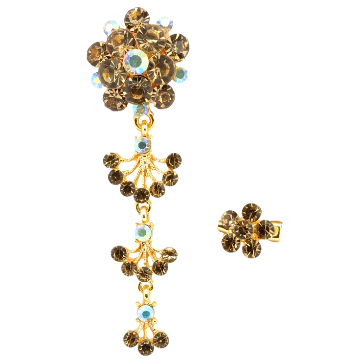 Брошь Две цветочные броши с коричневыми стразами фото №13