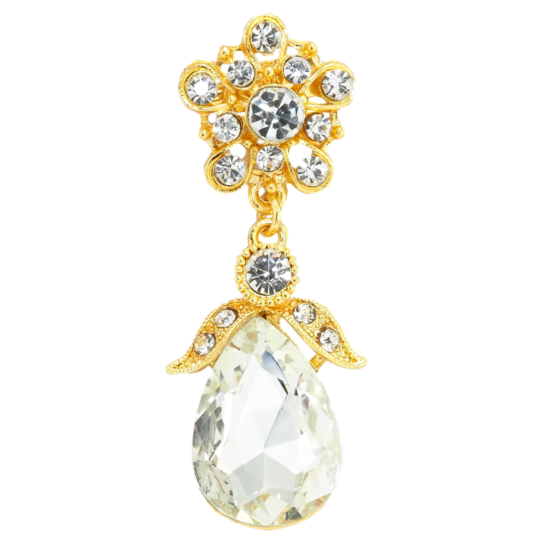 Брошь Цветочная подвеска с крупным кристаллом фото №1