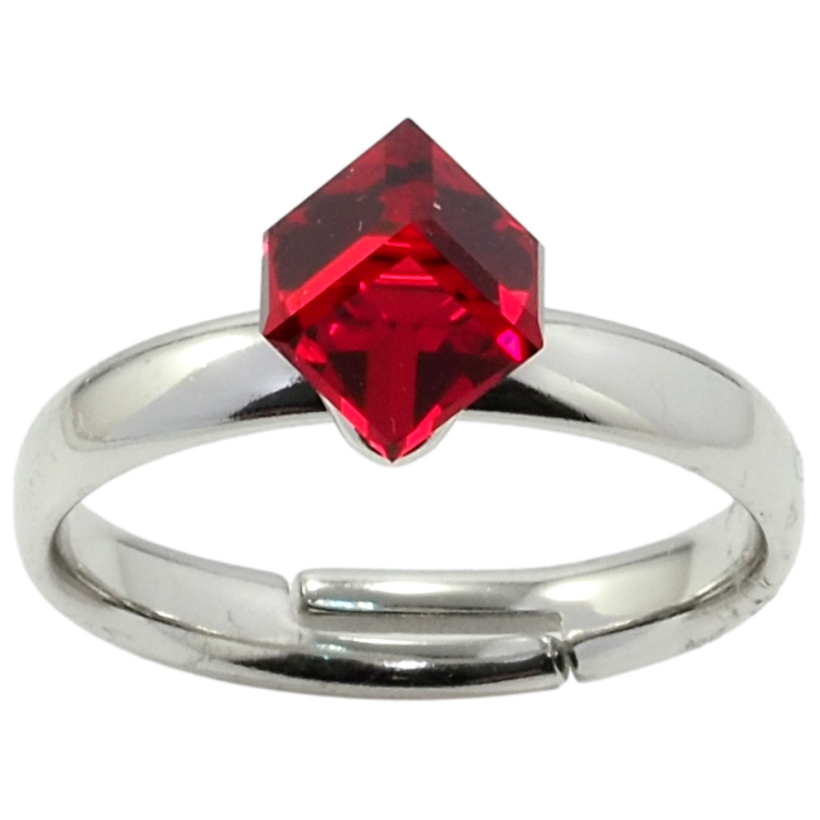 Каблучка Xuping колір Родій з кр-ми Swarovski Кристальний куб Indian Siam, 6х6мм фото №10 Каблучка Xuping колір Родій з кр-ми Swarovski Кристальний куб Indian Siam, 6х6мм фото №10