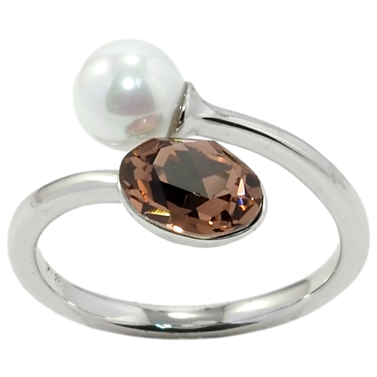 Каблучка Xuping колір Родій з кр-ми Swarovski Кристал Antique Pink з перлиною фото №15 Каблучка Xuping колір Родій з кр-ми Swarovski Кристал Antique Pink з перлиною фото №15