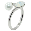 Каблучка Xuping колір Родій з кр-ми Swarovski Кристал White Opal з перлиною фото №2