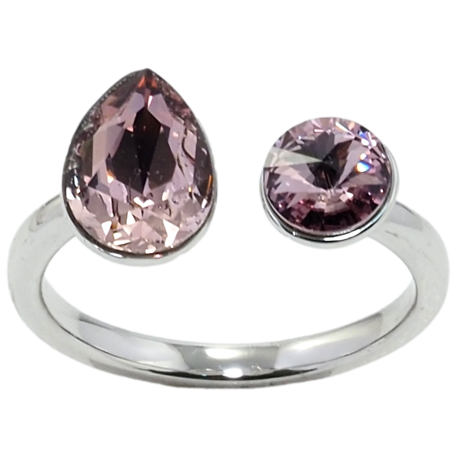 Каблучка Xuping колір Родій з кр-ми Swarovski Два кристали Amethyst фото №1