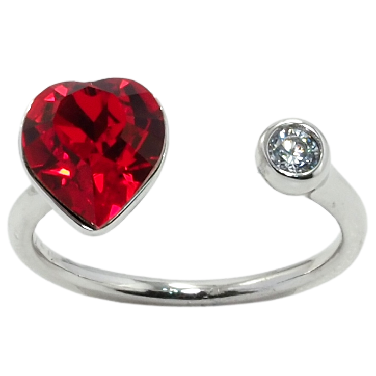 Каблучка Xuping колір Родій з кр-ми Swarovski Кристальне серце Siam з кристалом фото №5 Каблучка Xuping колір Родій з кр-ми Swarovski Кристальне серце Siam з кристалом фото №5