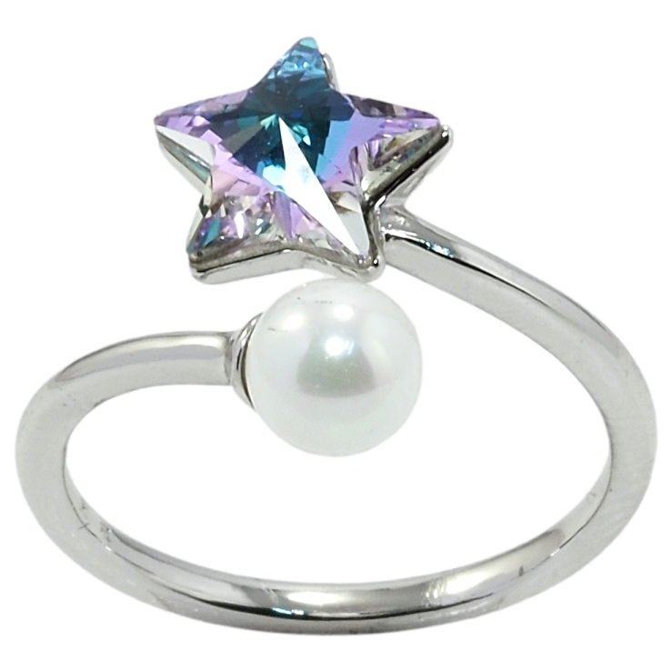 Каблучка Xuping колір Родій з кр-ми Swarovski Кристальна зірка Paradise Shine з перлиною фото №3 Каблучка Xuping колір Родій з кр-ми Swarovski Кристальна зірка Paradise Shine з перлиною фото №3