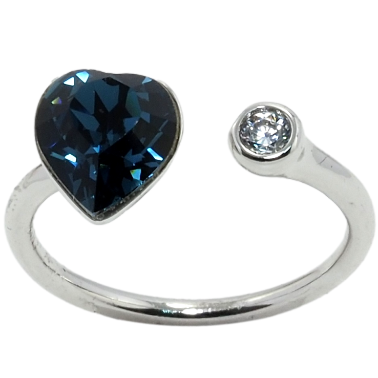 Каблучка Xuping колір Родій з кр-ми Swarovski Кристальне серце Montana з кристалом фото №14