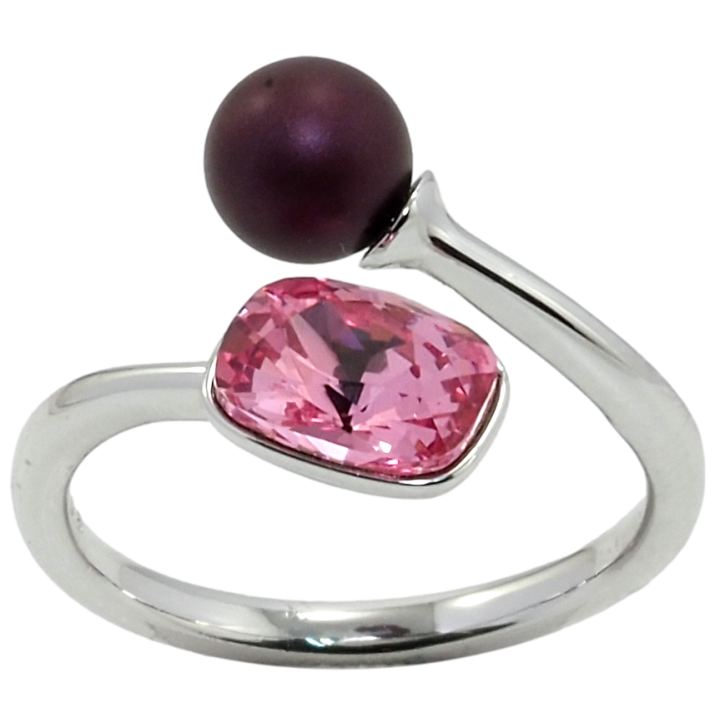 Кольцо Xuping цвет Родий с кр-ми Swarovski Кристалл Rose с шариком, ø 6мм, 6х8мм фото №1