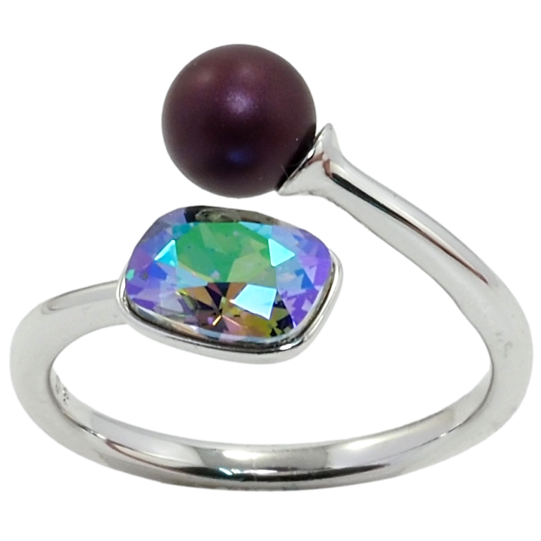 Кольцо Xuping цвет Родий с кр-ми Swarovski Кристалл Peridot Shimmer с шариком, ø 6мм, 6х8мм фото №1