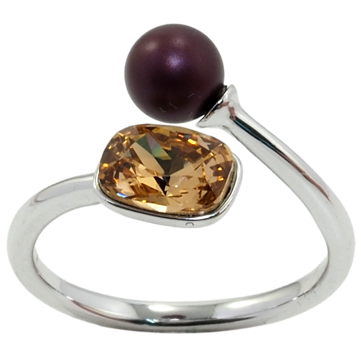 Каблучка Xuping колір Родій з кр-ми Swarovski Кристал Topaz з кулькою, ø 6мм, 6х8мм фото №22