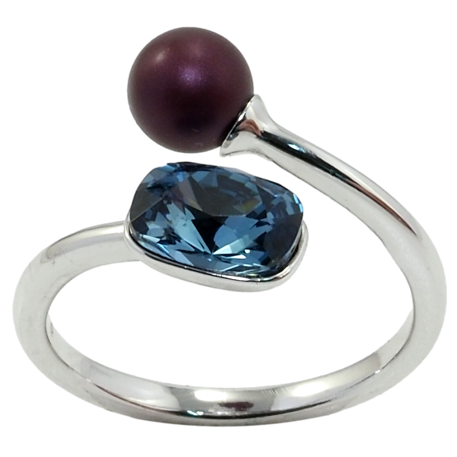 Каблучка Xuping колір Родій з кр-ми Swarovski Кристал Montana з кулькою, ø 6мм, 6х8мм фото №1