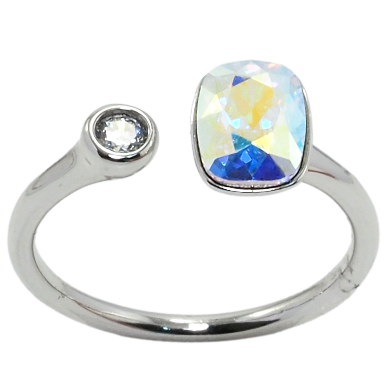 Каблучка Xuping колір Родій з кр-ми Swarovski Кристал АВ з кристалом фото №1