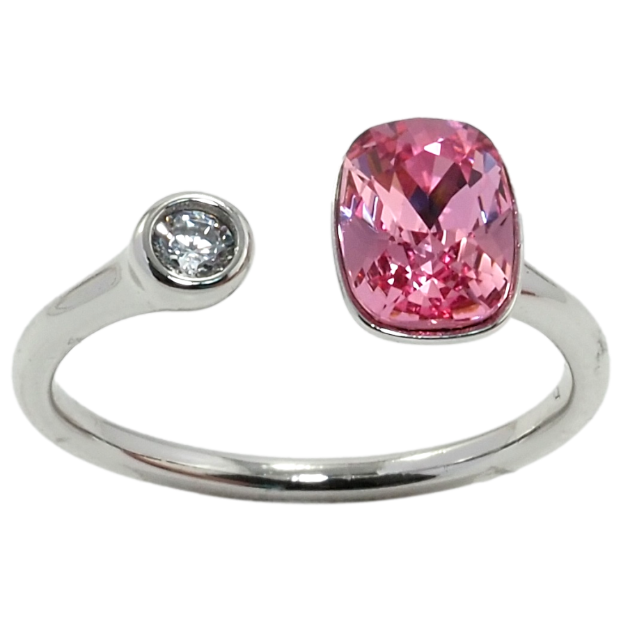 Каблучка Xuping колір Родій з кр-ми Swarovski Кристал Rose фото №1