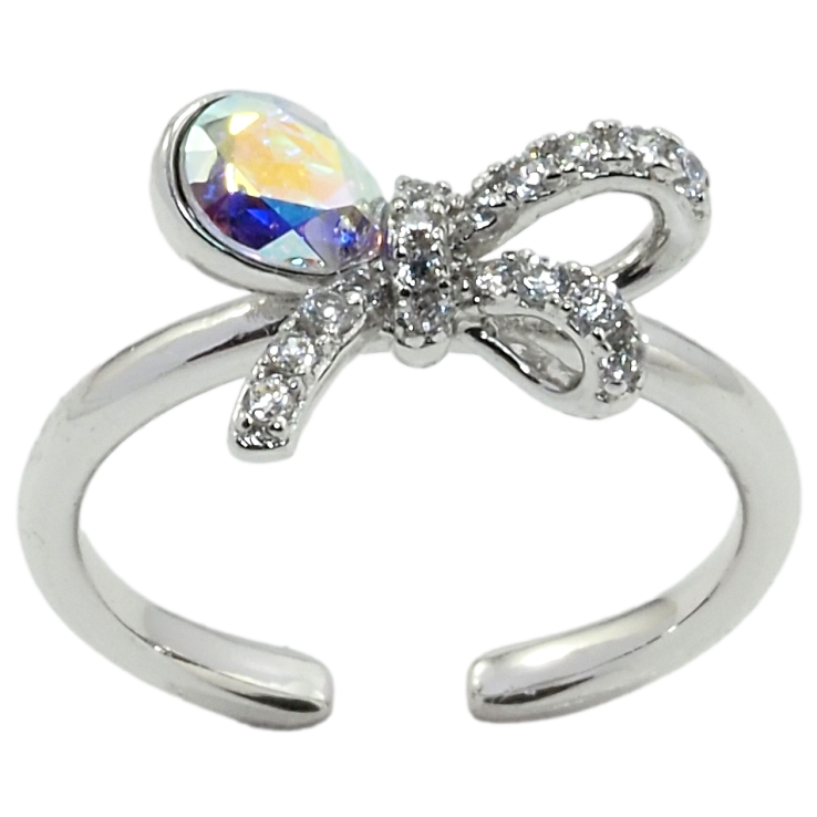 Каблучка Xuping колір Родій з кр-ми Swarovski Бант із кристалом АВ фото №21