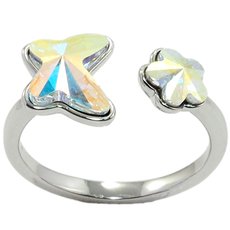 Каблучка Xuping колір Родій з кр-ми Swarovski Метелик з квіткою кристал АВ фото №10