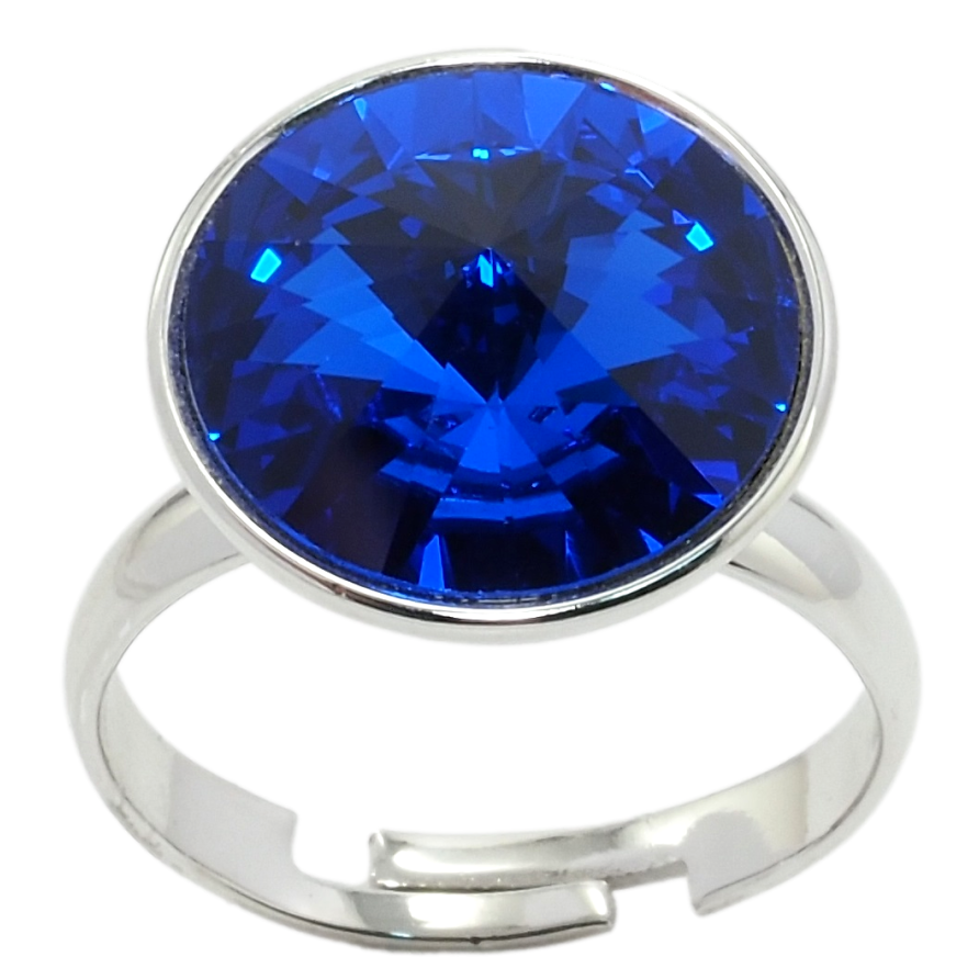 Кольцо Xuping цвет Родий с кр-ми Swarovski Кристалл Capri Blue ø 16мм фото №1