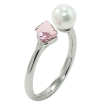 Каблучка Xuping колір Родій з кр-ми Swarovski Кристальний кубик Rose з перлами, ø 6мм, 4х4мм фото №2