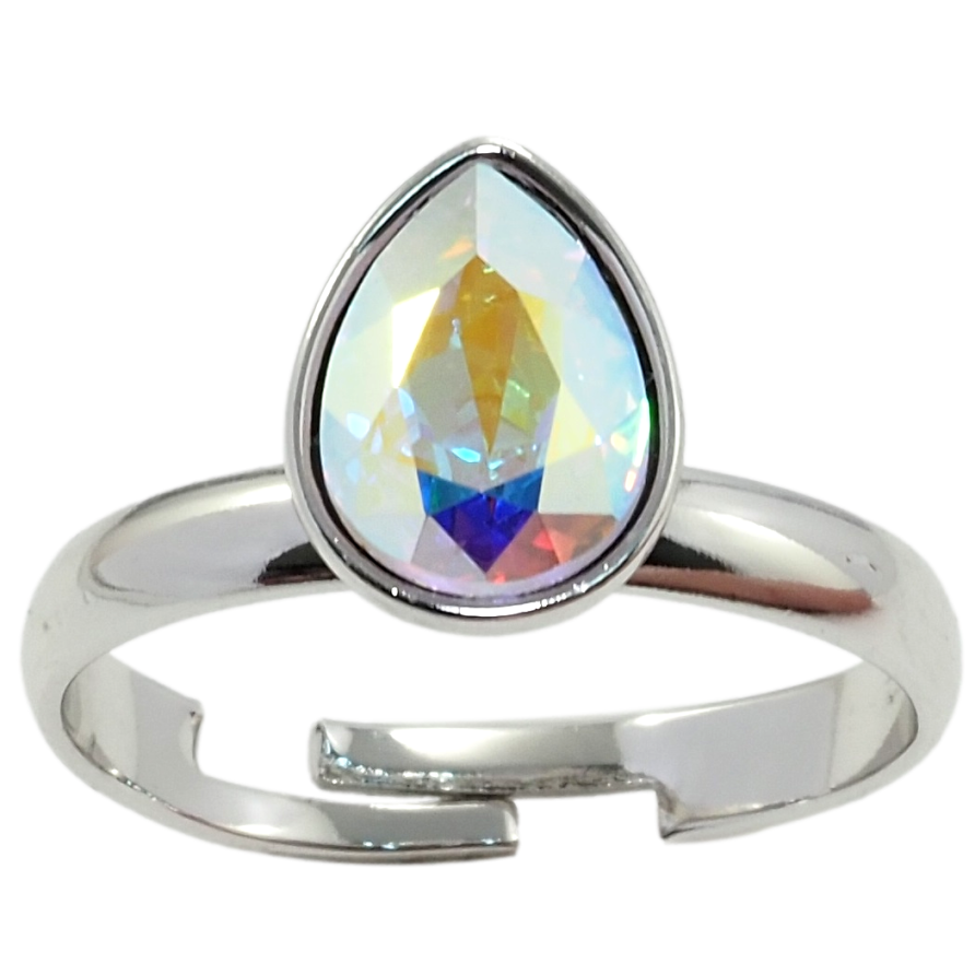 Каблучка Xuping колір Родій з кр-ми Swarovski Кристальна крапелька АВ фото №1