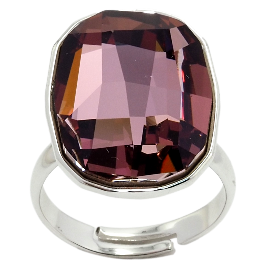 Кольцо Xuping цвет Родий с кр-ми Swarovski Кристалл Amethyst, 21х16мм фото №1