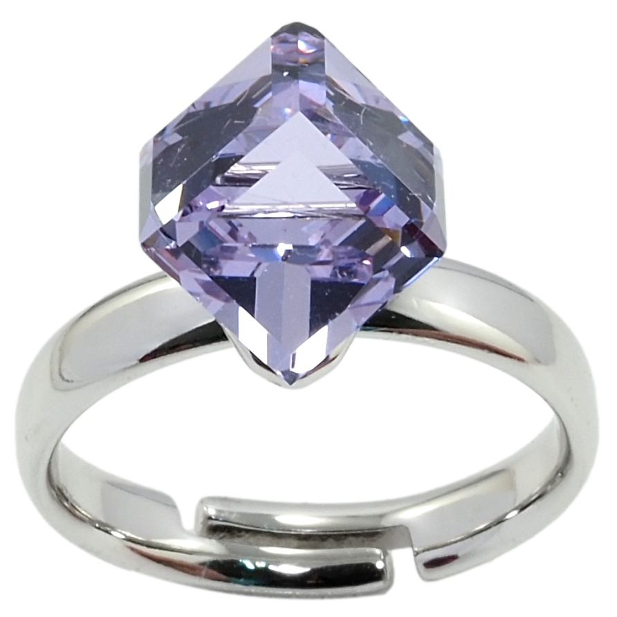Каблучка Xuping колір Родій з кр-ми Swarovski Кристальний куб Tanzanite, 8х8мм фото №1