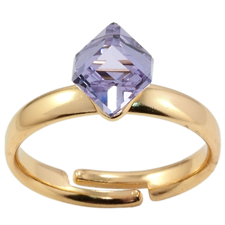 Каблучка Xuping колір 18K з кр-ми Swarovski Кристальний куб Lavender, 6х6мм фото №9