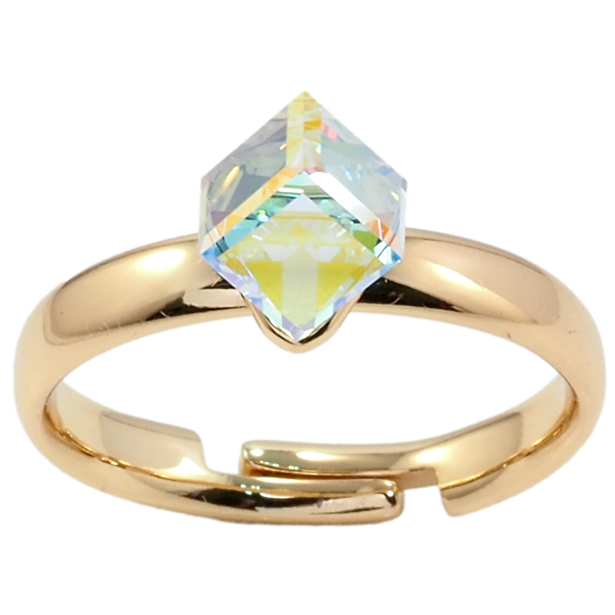 Каблучка Xuping колір 18K з кр-ми Swarovski Кристальний куб Shimmer, 6х6мм фото №1