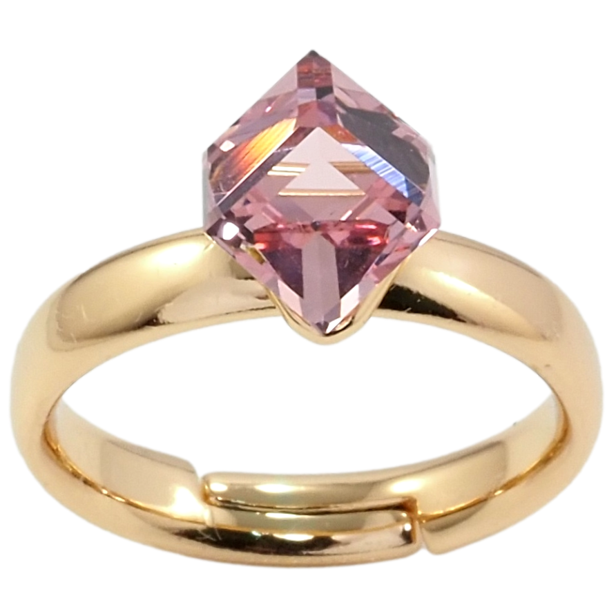 Каблучка Xuping колір 18K з кр-ми Swarovski Кристальний куб Rose, 6х6мм фото №1